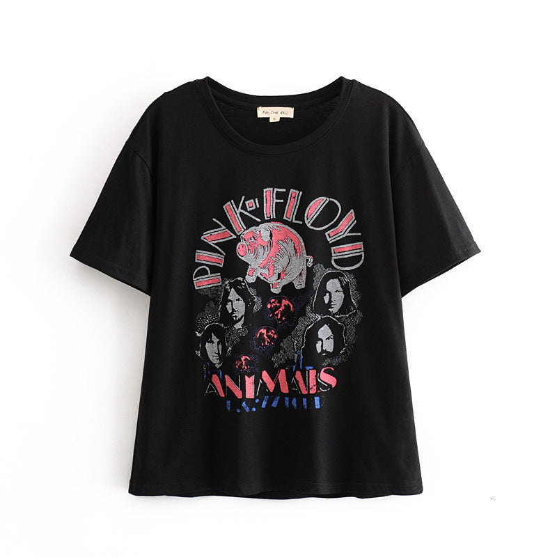 Women&#039;s T-Shirt Women Cotton Shirts Pink Pig Printed Tee Shirt Fashion Spring Summer Casual T-Shirts Streetwear Tees Tops Short Sleeve Blouses