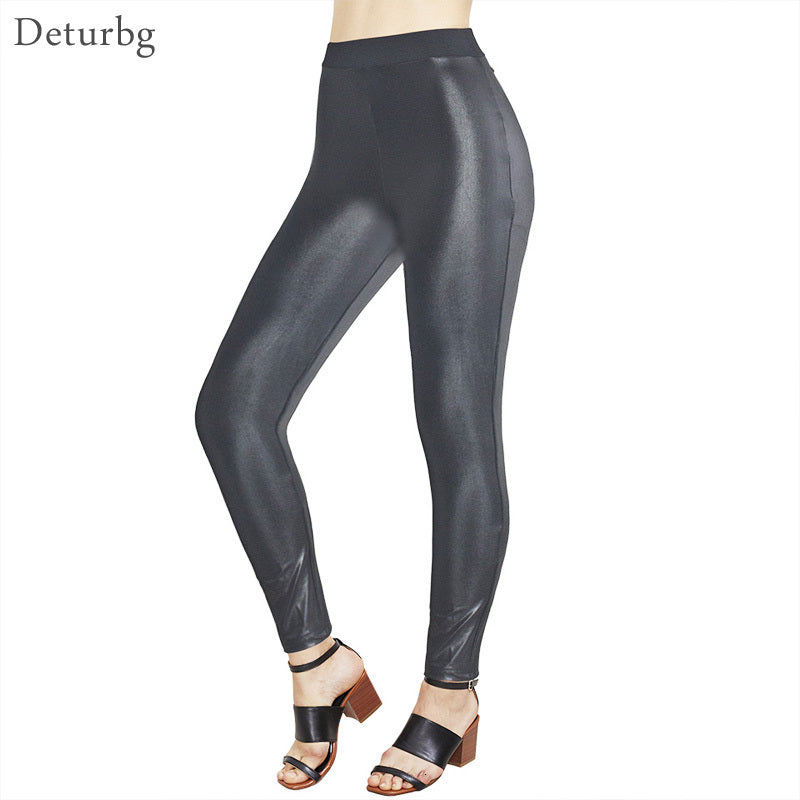 Women&#039;s Leggings Fashion Stretched Faux Leather Female Casual High Waist Black Soft PU Pencil Pants Quality PA109 BT7U