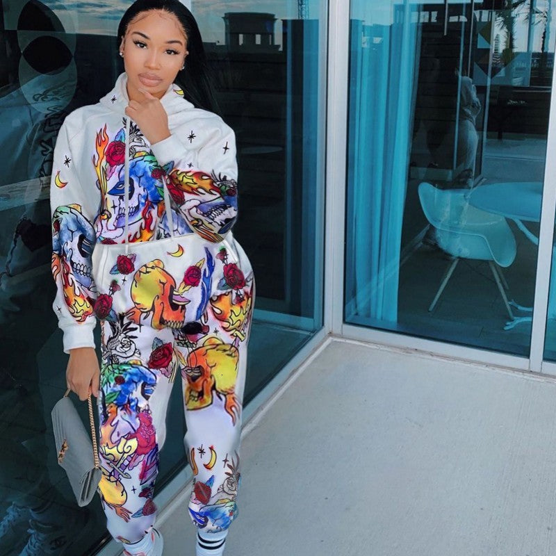 Women&#039;s Tracksuits Plus Size Hoodie Two Piece Sets Women Tops And Drawstring ny Pants Matching Set Autumn Fashion Letter Print Tra