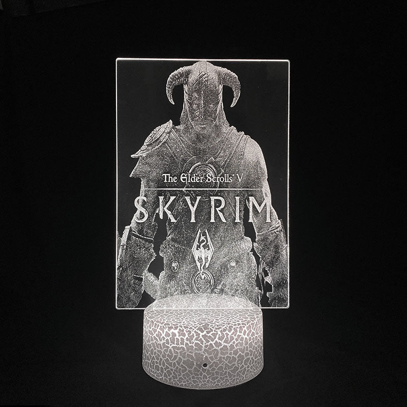 LED Night Light Kids 3D Picture Lamp Teenagers The Elder Scrolls V Skyrim Bluetooth Speaker Nightlight Gaming Room Decoration Game Fans Gift