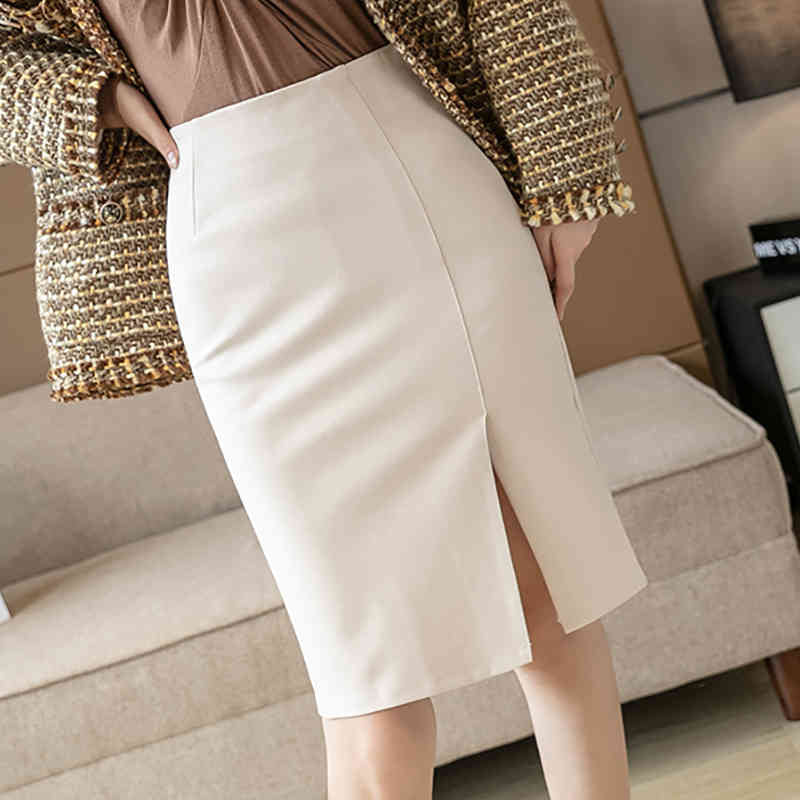 Casual Dresses Shintimes Autumn Winter Elastic High Waist Women Skirts Office Lady Pack Hip Plus Size Slit Female Faldas Mujer 1G0