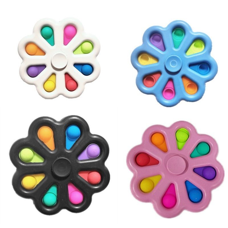 Simple Dimple Toys 8 Bubbles Push Pop It Stress Relief Reducer 2 IN 1 Fidget Spinner ADHD Bubble 9 cm Mix Color
