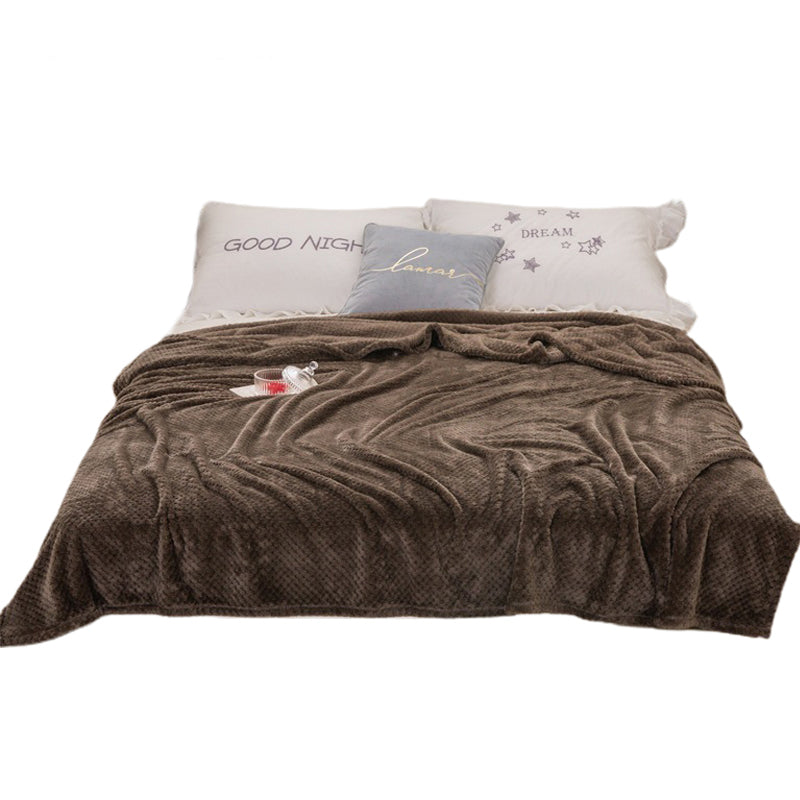 Waffle Textured Fleece Throw Blanket forSofa Soft Plush Velvet Flannel Blanket Living Room Lightweight Microfiber Throw Blanket