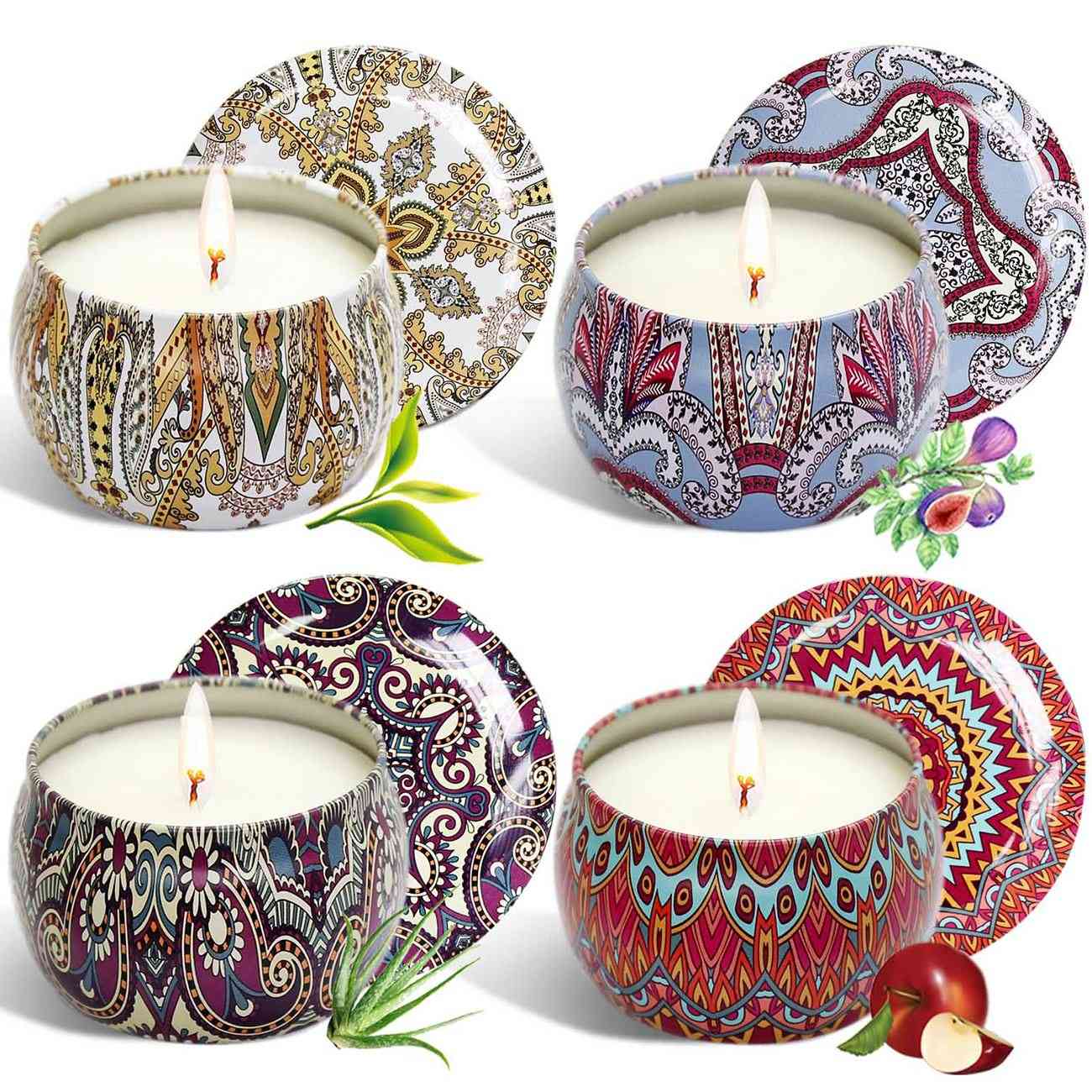 Scented Candles Smokeless Tinplate Gift Set Natural Soy Wax Aromatherapy Candles Kit Home Decor Home Decoration