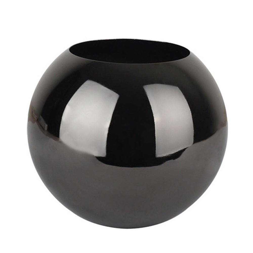 Stainless Steel Vase Unbreakable Metal Flower Vase Home Decor Living Room Decoration Round Polished Flowerpot Minimalist Crafts