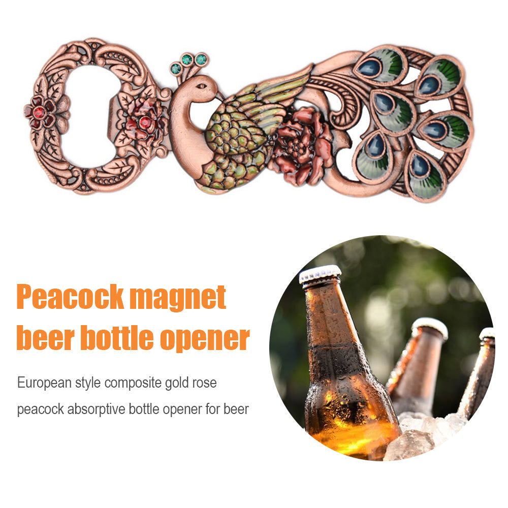 Corkscrew Retro Composite Gold Rose Peacock Bottle Opener Wine Screwdriver Fashion Creative Magnetite Wine Bottle Opener