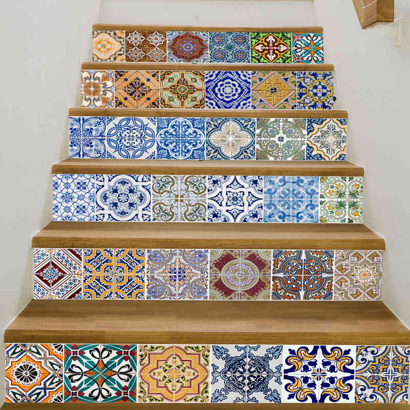 Stair Decal Ceramic Tile Sticker Wallpaper Kitchen Decoration PVC Self Adhesive DIY Mosaic Tiles Poster 3D Floor Wall Stickers