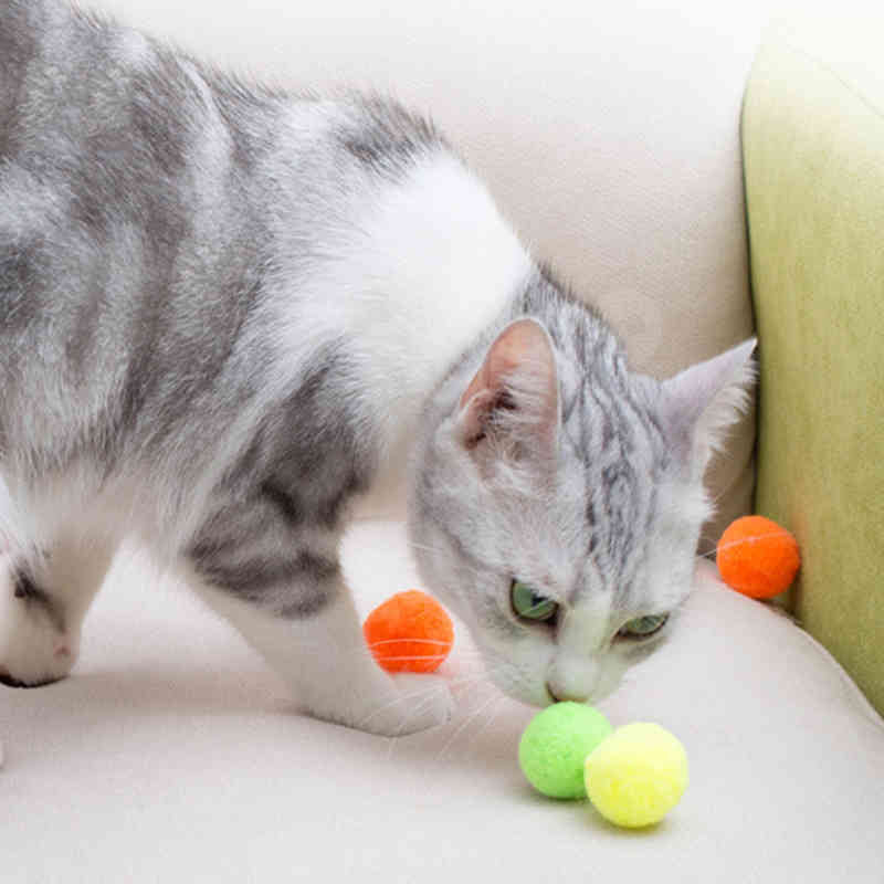Elastic plush dog ball creative colorful pet cat toy plush ball colorful candy color teeth cleaning ball funny cat interaction