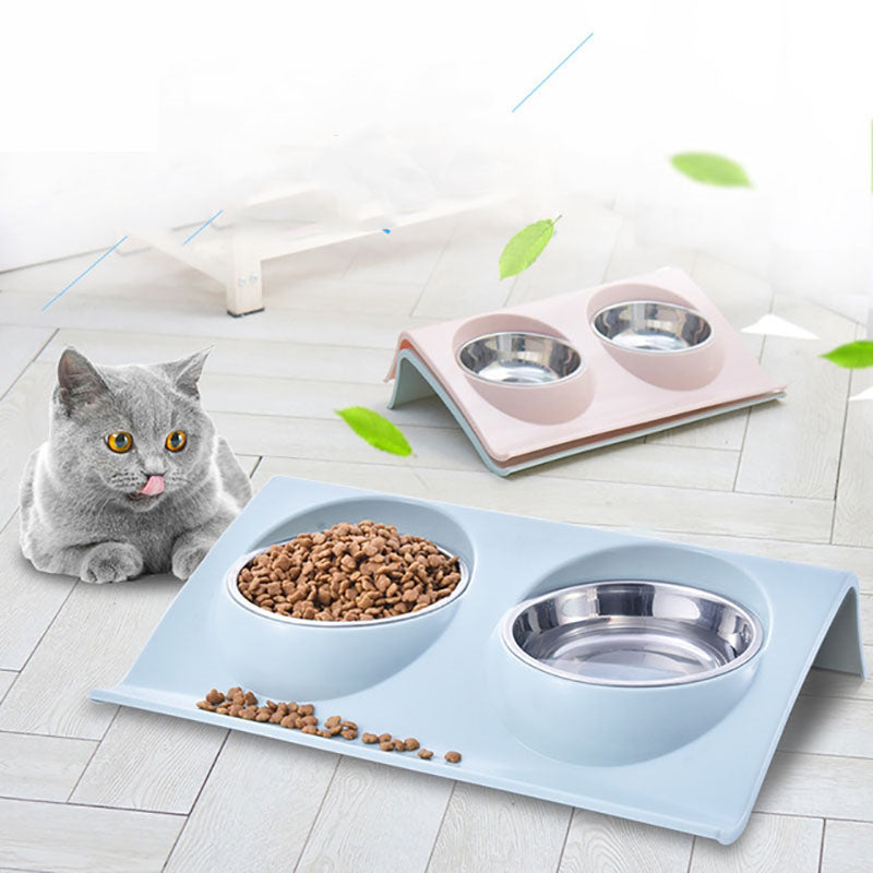 Large Size Double Dog Bowl Puppy Cats Pet Feeding Station Stainless Steel Food Water Bowls Feeder Solution for Dogs Cat