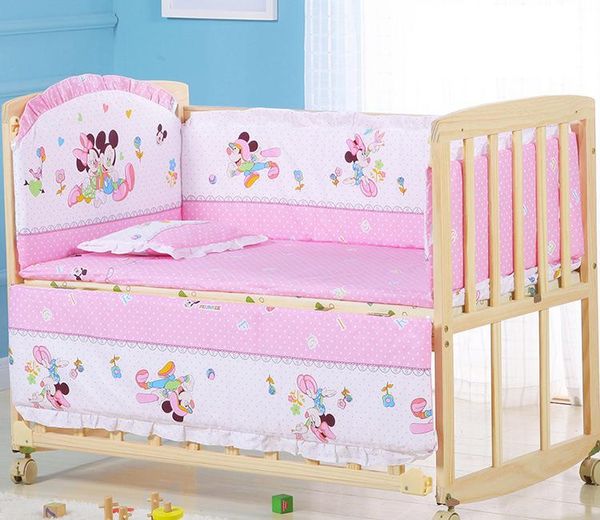 Bedding Sets Muduo 5Pcs/Set Cartoon Animal Baby Crib Bed Bumper For Borns Infant Set Cotton Children&#039;s Protector Room Dec