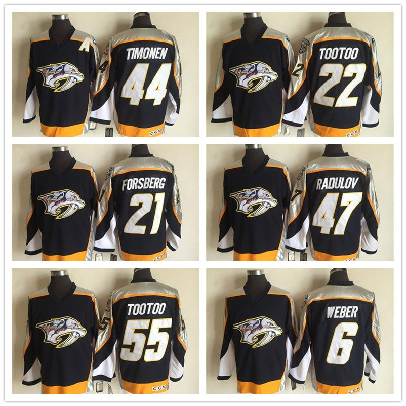 Nashville Predators Hockey Jersey Mens 22 Jordin Tootoo 6 Shea Weber 9 Paul Kariya 21 Peter Forsberg 44 Kimmo Timonen 47 Alexander Radulov