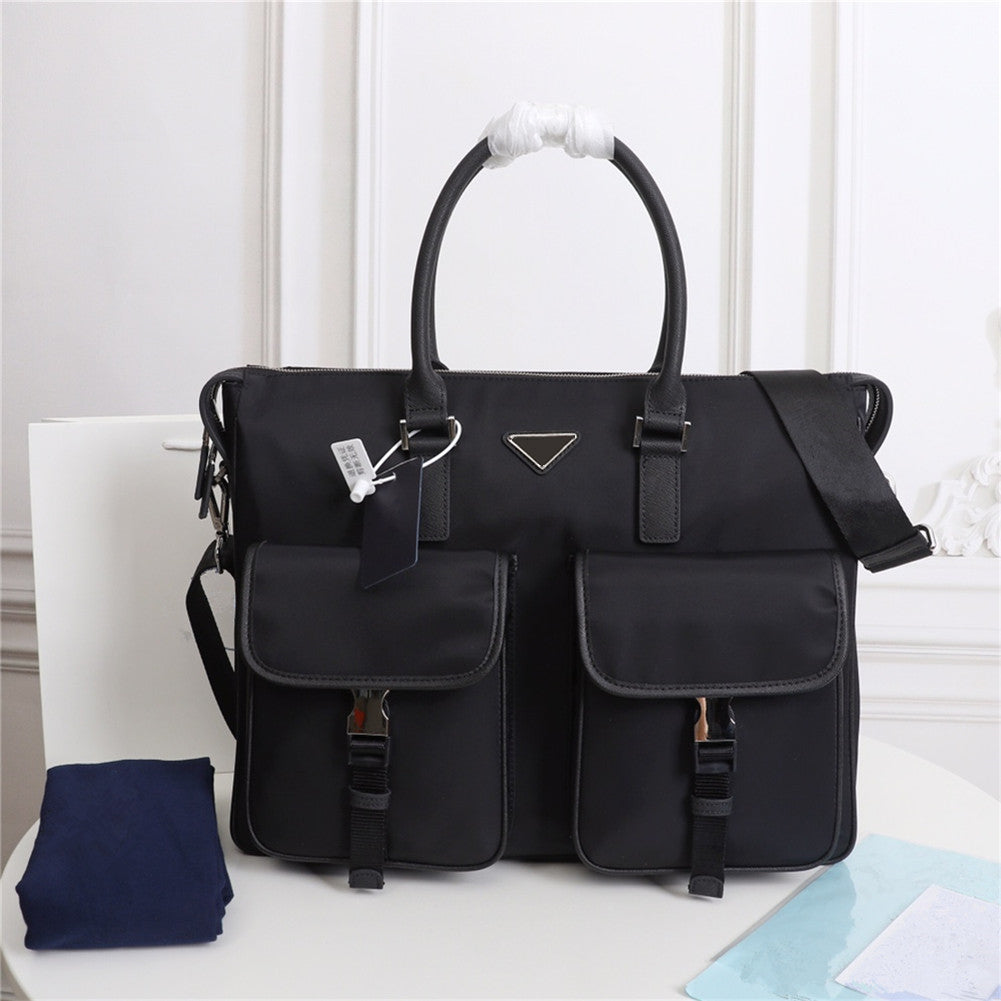 Men&#039;s black nylon designer waterproof briefcase high quality laptop bag large capacity casual simple office handbag