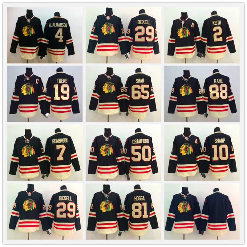 2015 Chicago Blackhawks Winter Classic Black Hockey Jersey 88 Patrick Kane 19 Jonathan 2 Keith 10 Sharp 50 Crawford 65 Shaw Jerseys SHIRT UNIFORM