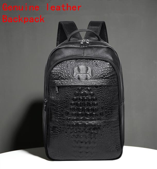 Factory outlet men bag street fashion leather mens backpacks outdoor leisure Alligator shoulder bags Joker large leathers business computer handbag