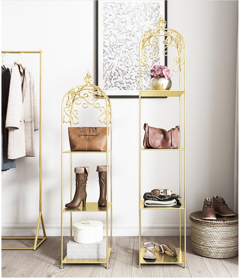 Golden birdcage storage rack bag display racks landing bedroom living room window shop multi storey