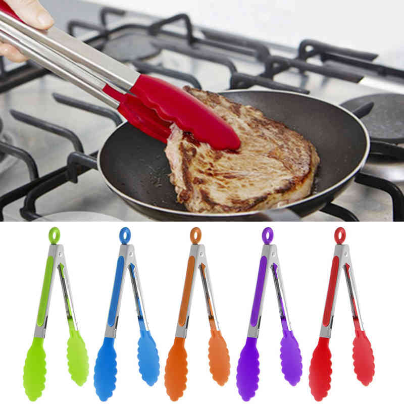 1 Pc Silicone Cooking Food Servers Bbq Rust-free Tang Steel Handling Kitchen Tool Supplies