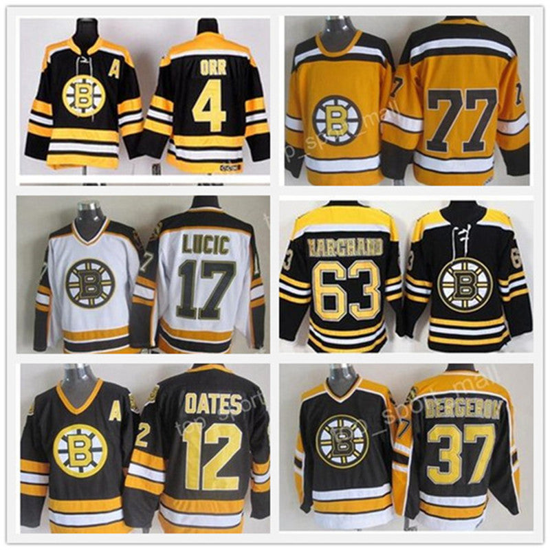 Boston Bruins Jersey Hockey 33 Zdeno Chara 37 Patrice Bergeron Tuukka Rask David Krejci Torey Krug 4 Bobby Orr 8 Cam Neely 77 Ray Bourque shirt unif