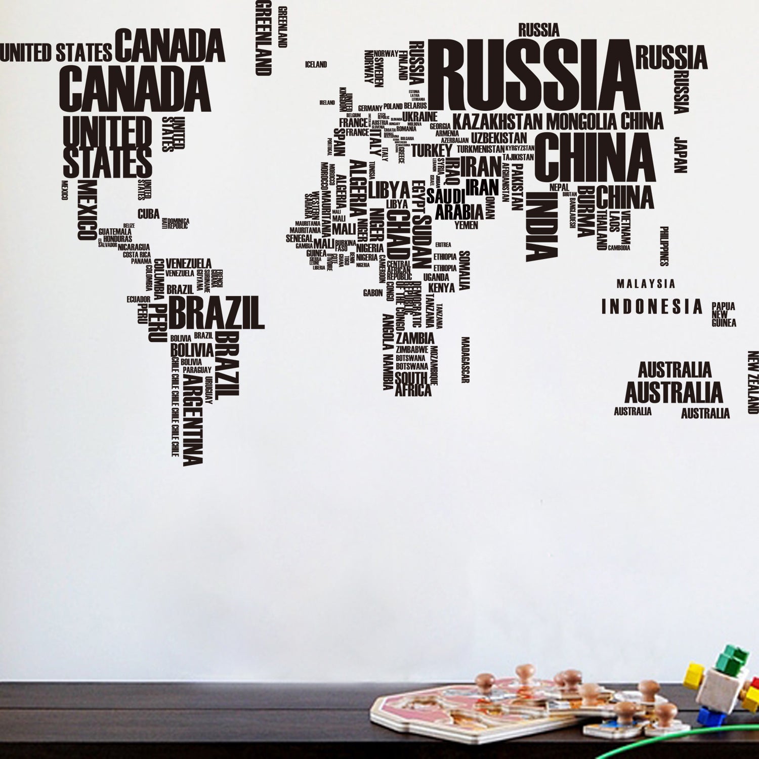 Creative Letter Printed World Map Wall Stickers Bedroom Kid&#039;s Room Study Dormitory Office WallPaper Decorations