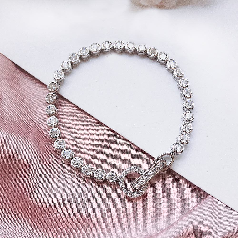 Real 925 Silver 15-18CM Bracelet 3MM Shiny Cubic Zirconia Lovely Jewelry Eternal Wedding Gift Beautiful Fine Jewellery For Women