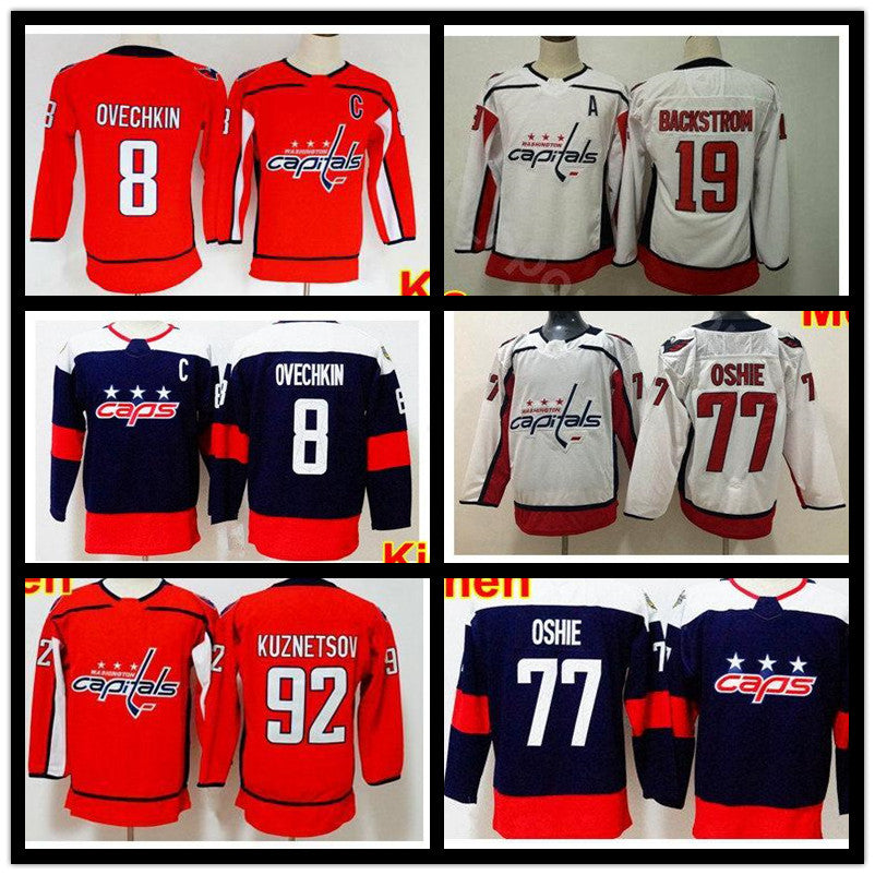Men Youth Women Washington Capitals Jersey Hockey 8 Alex Ovechkin 19 Nicklas Backstrom 43 Tom Wilson 70 Braden Holtby 77 TJ Oshie Kuznetsov SHIRT UN
