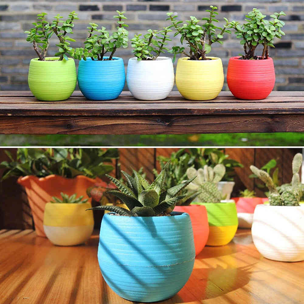 *Lower Colored Plastic Color Round vase Plant Vessel Home Office Plant Decor Multifunctional Reusable*