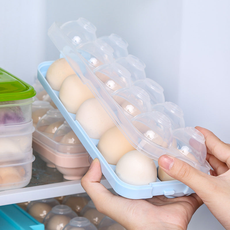 1PC Egg Containers Storage Box Egg Tray Kitchen Refrigerator 10 Grids Eggs Plastic Dispenser Airtight Fresh Preservation