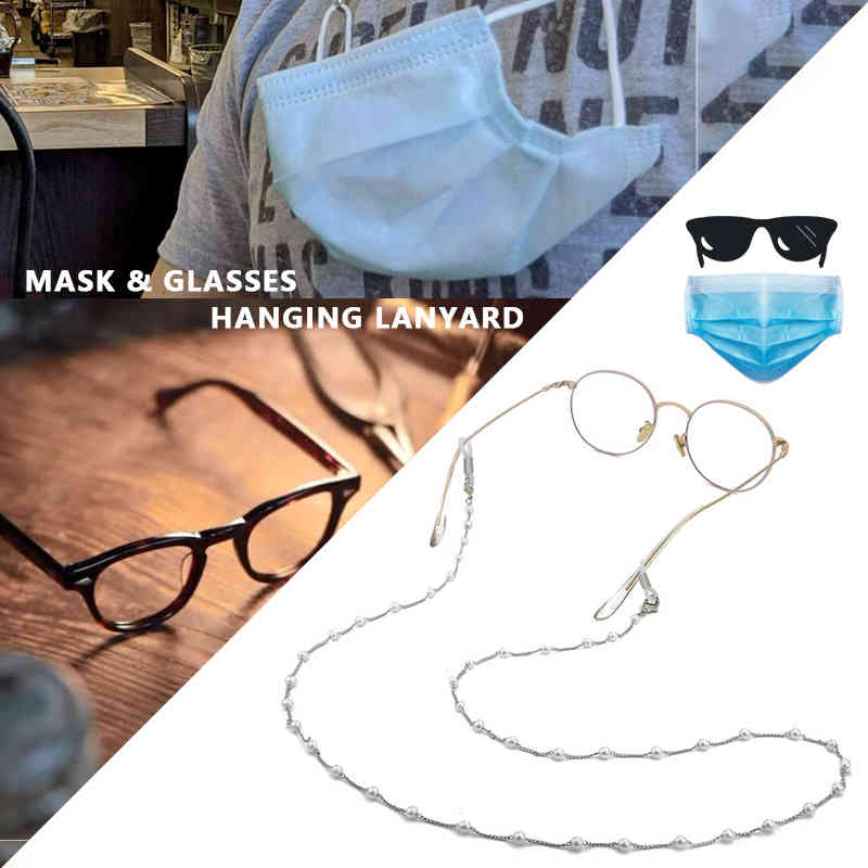5PCS Mask Lanyard Eyeglasses Chain Necklace Face Mask Glasses Holder Adjustable Traceless Ear Hanging Rope Two Hooks