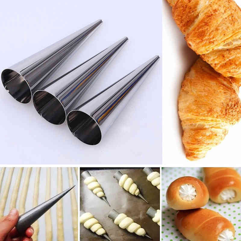 4-8PCS Conical Tube Cone Roll Moulds Spiral Croissants Molds Cream Horn Mould Pastry Mold Cookie Dessert Kitchen Baking Tool