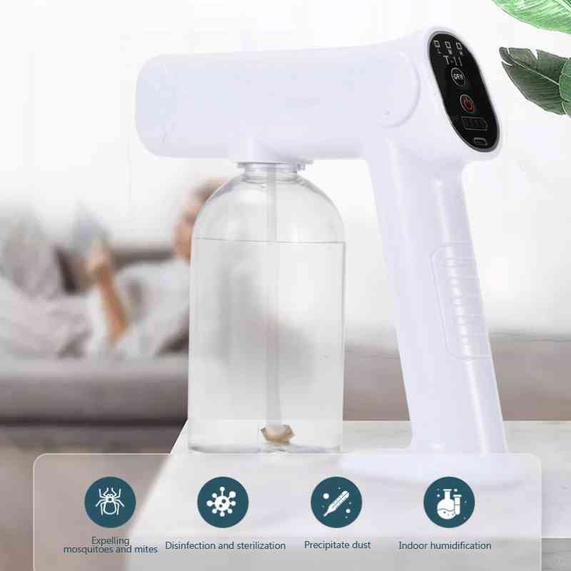 1PC Touch Screen Wireless Disinfection Sprayer Gun Household Atomizer USB Charging Handheld Nano Blue Light Steam Spray Gun