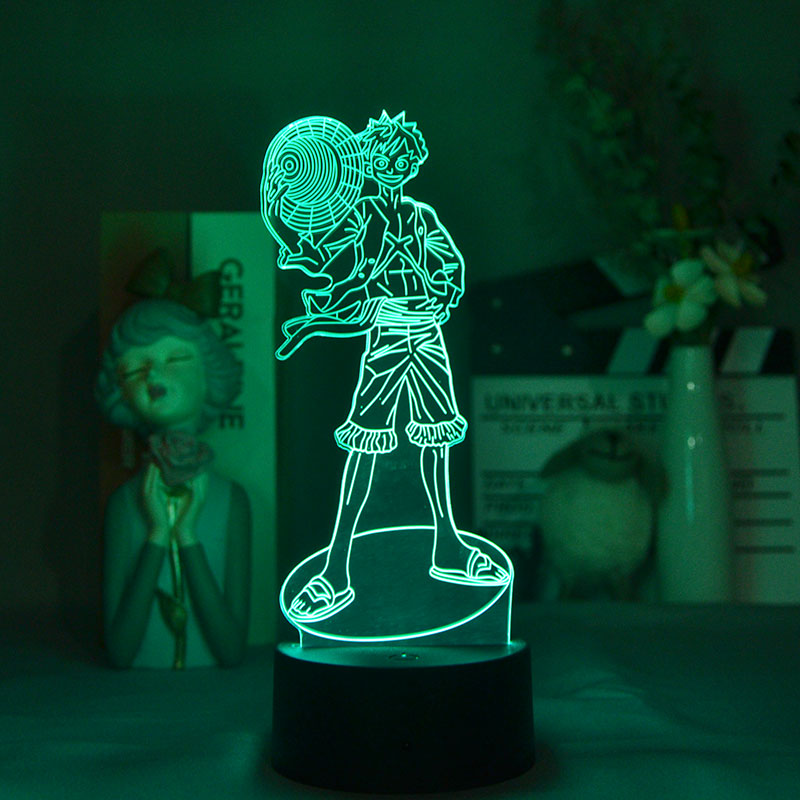 3D Night Light Plug In LED Lamp Desk Anime Nightlight Bluetooth Base One Piece Monkey D. Luffy Home Club Party Decor Kids Gift