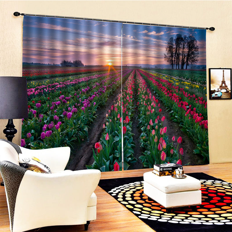 Luxury Blackout 3D Window Curtain For Living Room fresh flower Decoration curtains