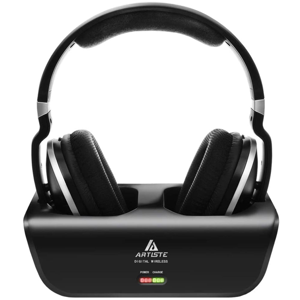Wireless headset headphones, artiste adh300 2.4ghz digital over-ear stereo headset for the TV 100ft distance transmitter loading dock