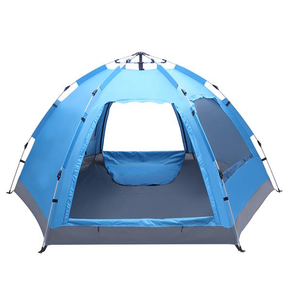 Camping free to build Hydraulic Tent with Six Sides Single Layer Double Doors and D ouble Windows