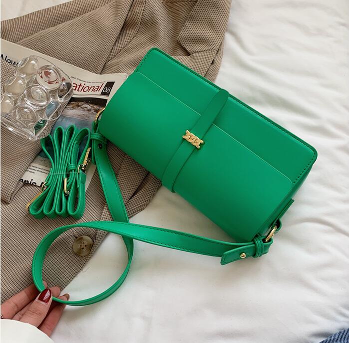 Factory wholesale women bag summer solid color leather messenger bags Joker Candy-colored underarm shoulder handbag street fashion belt decorative h
