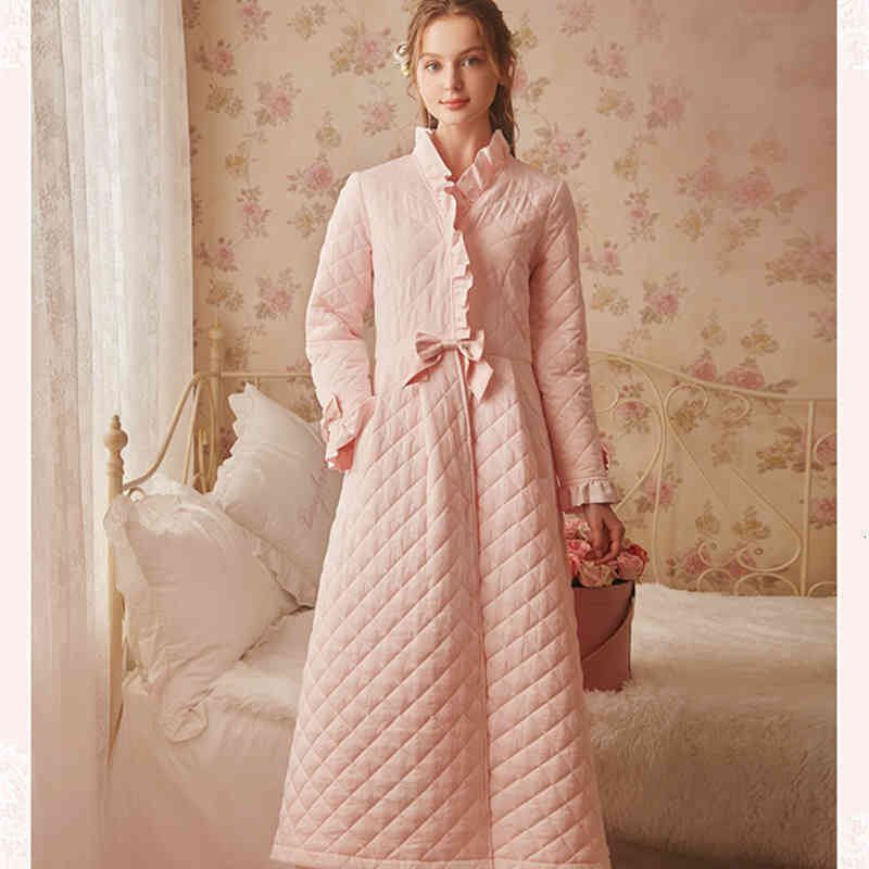 Casual Dresses Winter Robe Sleepwear Ladies Cotton Long Women Vintage Sleep Homewear Ware Nightgown s High quality T0DK