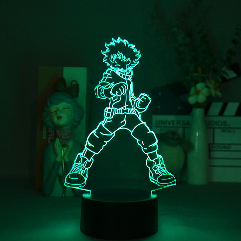 Bluetooth 3D Illusion Lights Decor Desk Lamp LED Nightlight My Hero Academia Midoriya Izuku Room Decoration Teenager Fans Kids Gift