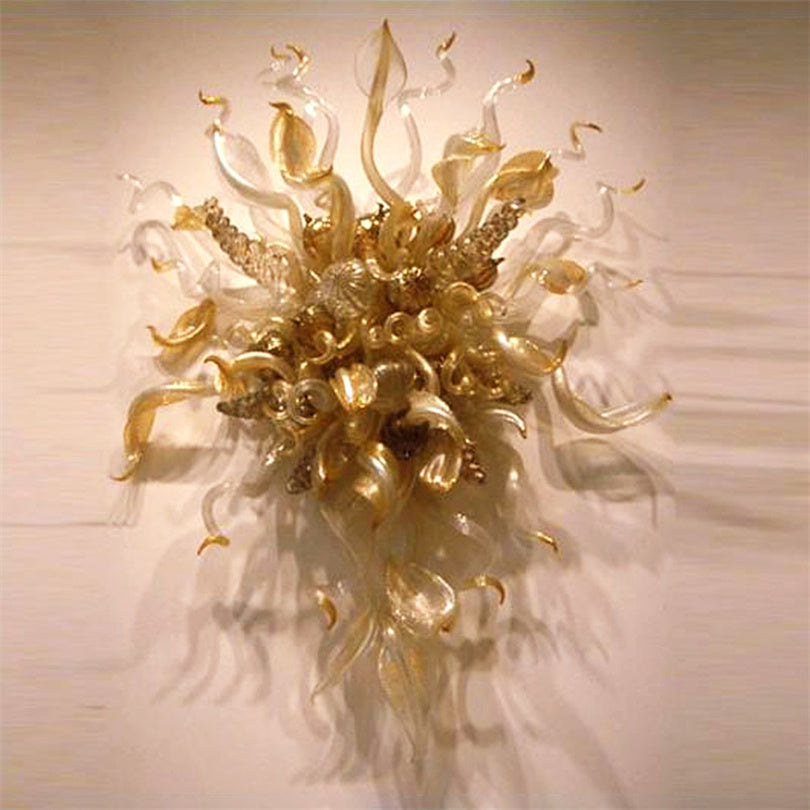 Tiffany Style Wall Art Lamp Gold Color Interior Lighting Murano Decorative Hanging Hand Blown Glass Lamps 24X32 Inches Home Decoration