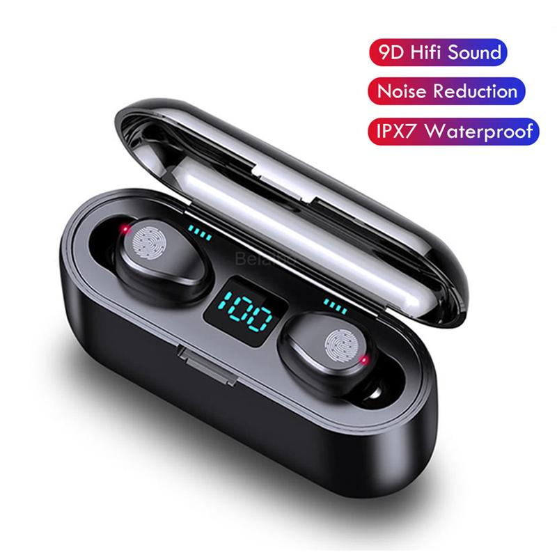 F9 Wireless Earphone Bluetooth V5.0 Earbuds Headphone LED Display With 2000mAh Power Bank Headset Microphone