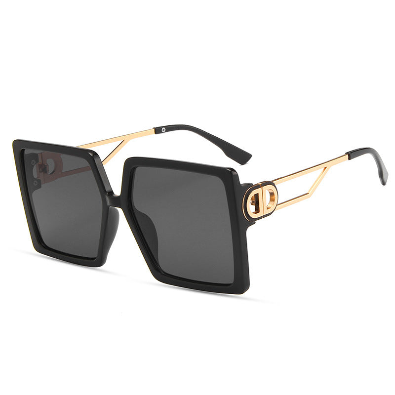 Vintage Oversized Square Sunglasses Women Fashion Mirror Black Sun Glasses Big Shades Female UV Protection Lady Eyewear