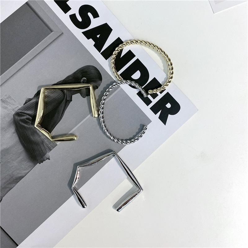 Bangle Origin Summer Unique Design Metallic Geometrical Irregular Link For Women Femme Gold Silver Color Open Jewellery