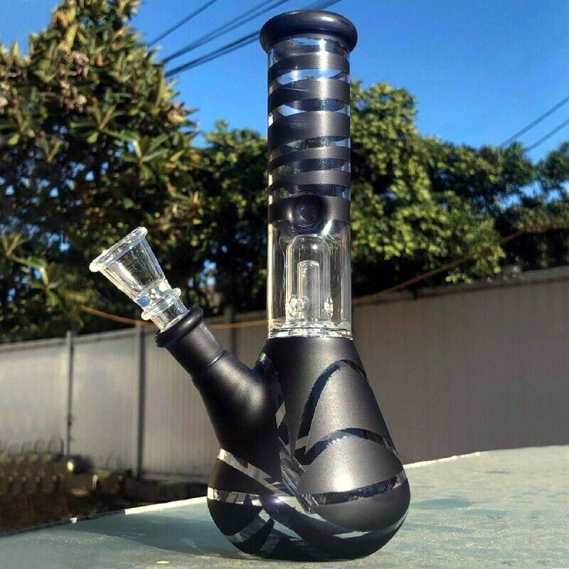 10&quot; Inch Hookahs Glass Water Pipe Bong Hookah Thick Bubbler W Percolator Beaker Black smoking pipes bongs