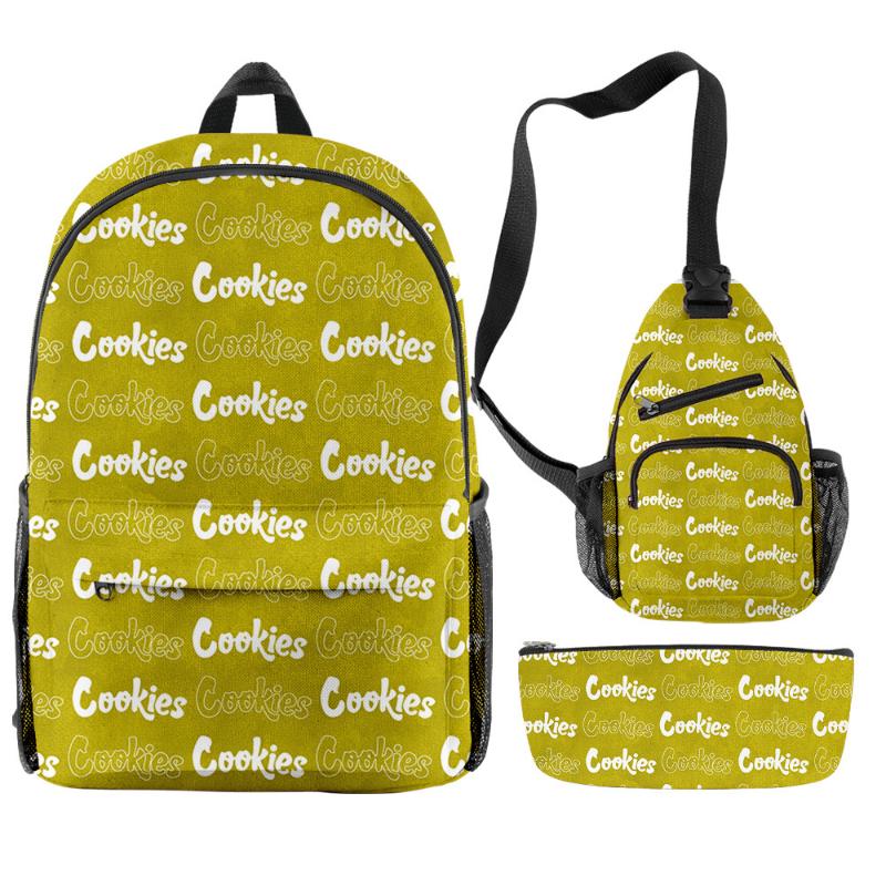 Cookies Backpack Bag 3 Piece Set Boys-Girls Casual Students School Bags Women Men Oxford Waterproof Cycling