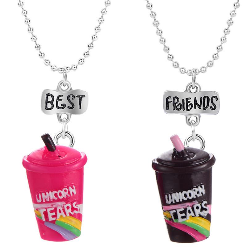 Design Friends Necklace Fruit Juice Soda Water Drinks Bottle Pendant Children&#039;s Day Gift For Kids Jewelry Necklaces