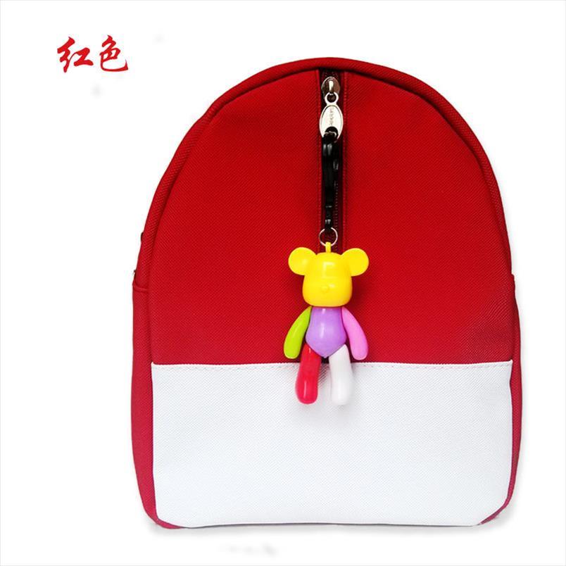 Korean Version Candy Color Backpack Kids Baby Bag Cute Animal Bear Zipper Children Pu School For Kindergarten Boy Girls