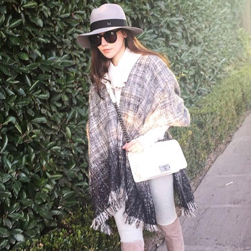 Arrival Fashion Comfortable Elegant Outdoor Warm Plaid Scarf Vintage Thick High Quality Work Style Knit Poncho Scarves