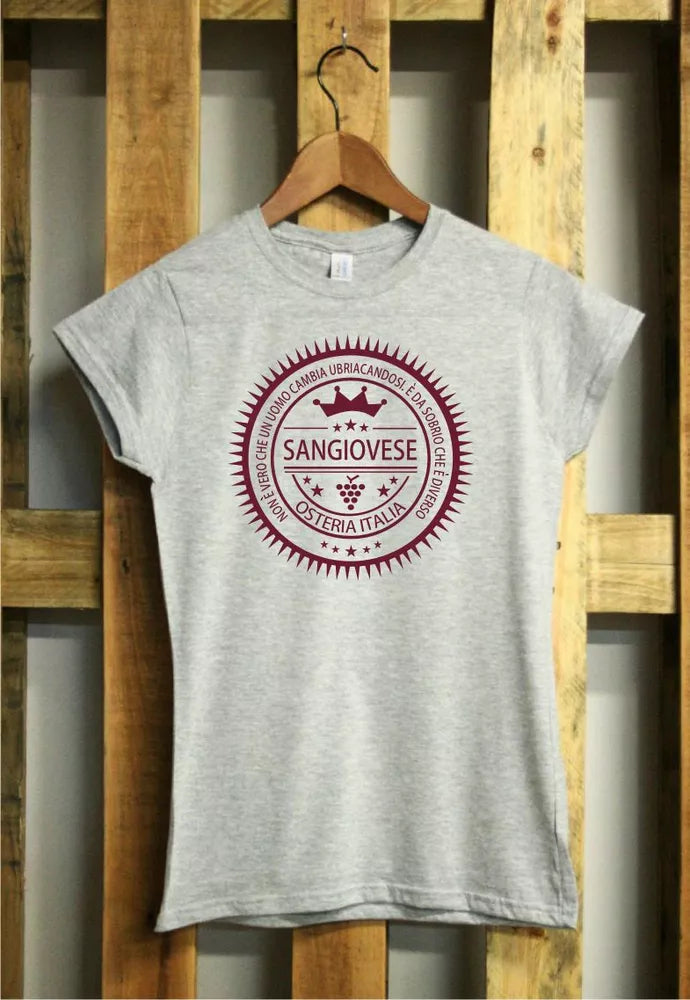 J345 Womens Mesh Sangiovese Short Sleeve Slim T-Shirt Vintage Italian Wine