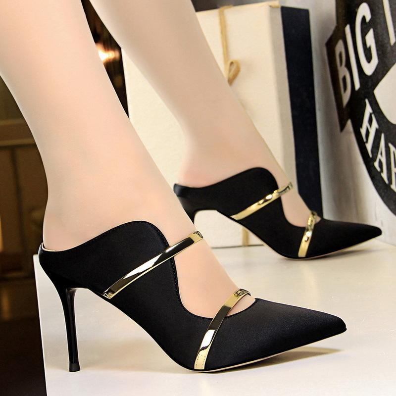 Women Pumps Basic Office Lady Pointed Toe Flock Shallow Spring 9cm Thin High Heels Party Shoes Fashion Dress