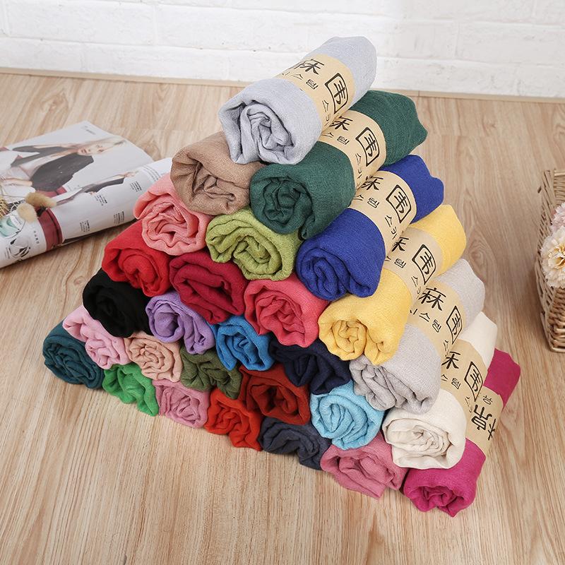 Cotton Linen Scarf Women Soft Solid Hijab Muffler Shawls Big Wrap Scarves 22 Colors Bandanas