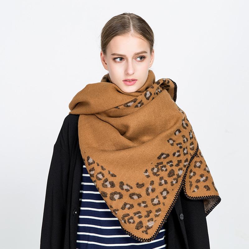 Winter Fashion Warm Scarf For Women Solid Color Leopard Cashmere Large Shawl Travel Scarves Girl Wrap Christmas Gift Her Bandanas