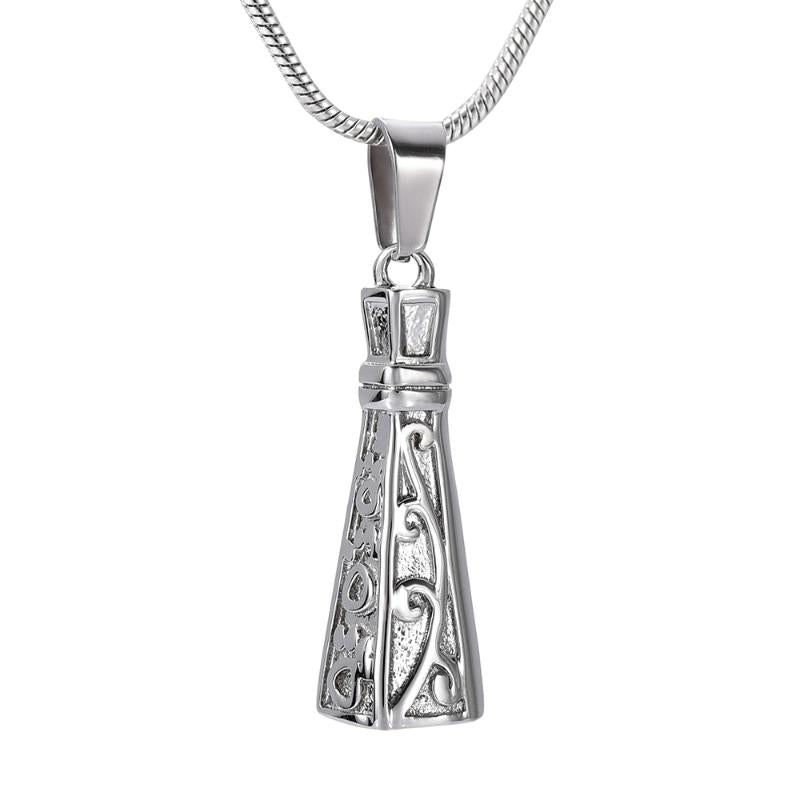 Pendant Necklaces XWJ9940 Tower Shaped Selling Cremation Urn Human-Animal Ashes Holder Keepsake Stainless Steel Jewellery Necklace